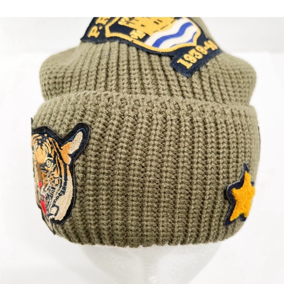 Polo Ralph Lauren 1939-40 Green US Cuffed Skullcap Beanie Hat Tiger Star NEW - Picture 5 of 10